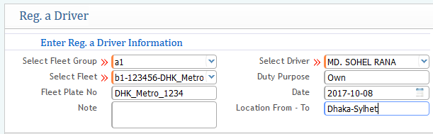 Registering a Driver for Fleet Operation